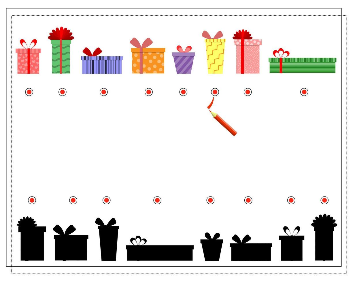 un gioco di matematica per bambini, conta quanti sono. scatole regalo vettore