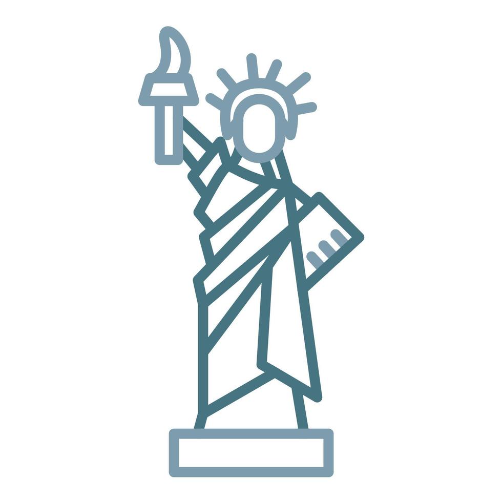 icona a due colori della linea della statua della libertà vettore
