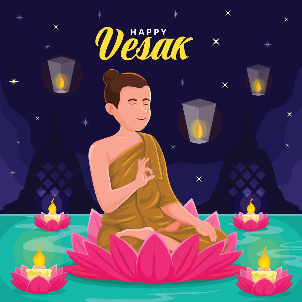 felice giorno di Vesak concetto vettore