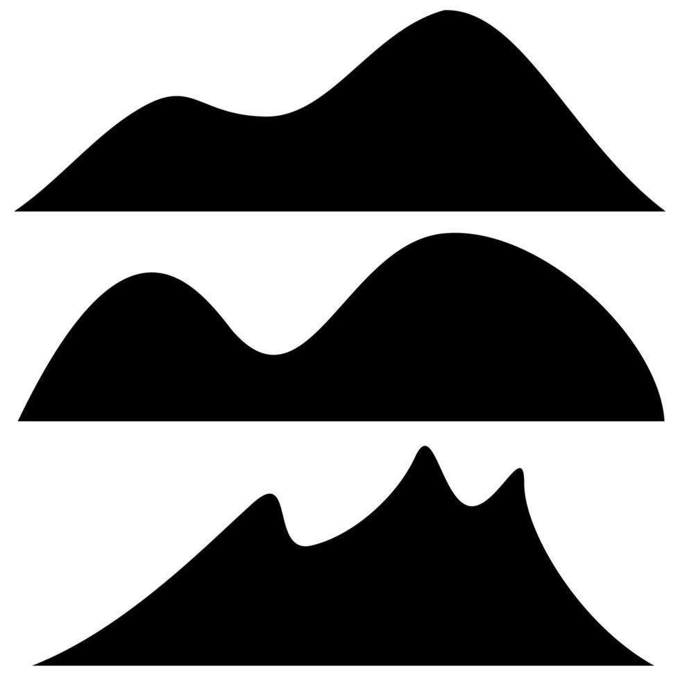 logo icona montagna, silhouette di montagna nera di vettore