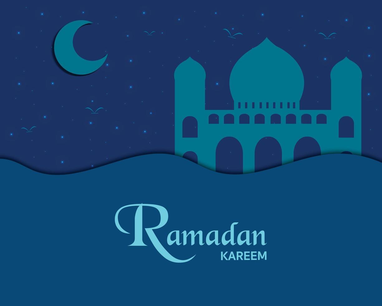 moschea ramadan kareem blu scuro vettore