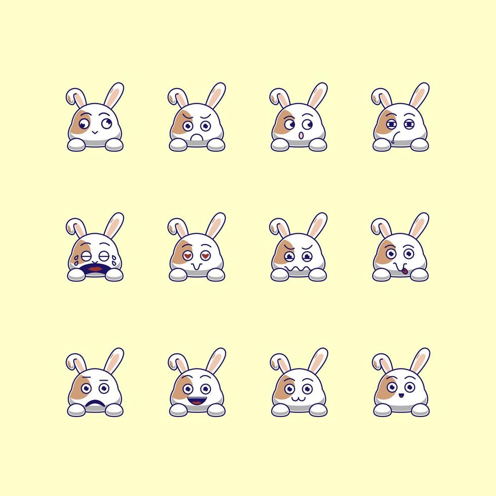 simpatico pacchetto emoji emoticon coniglio vettore