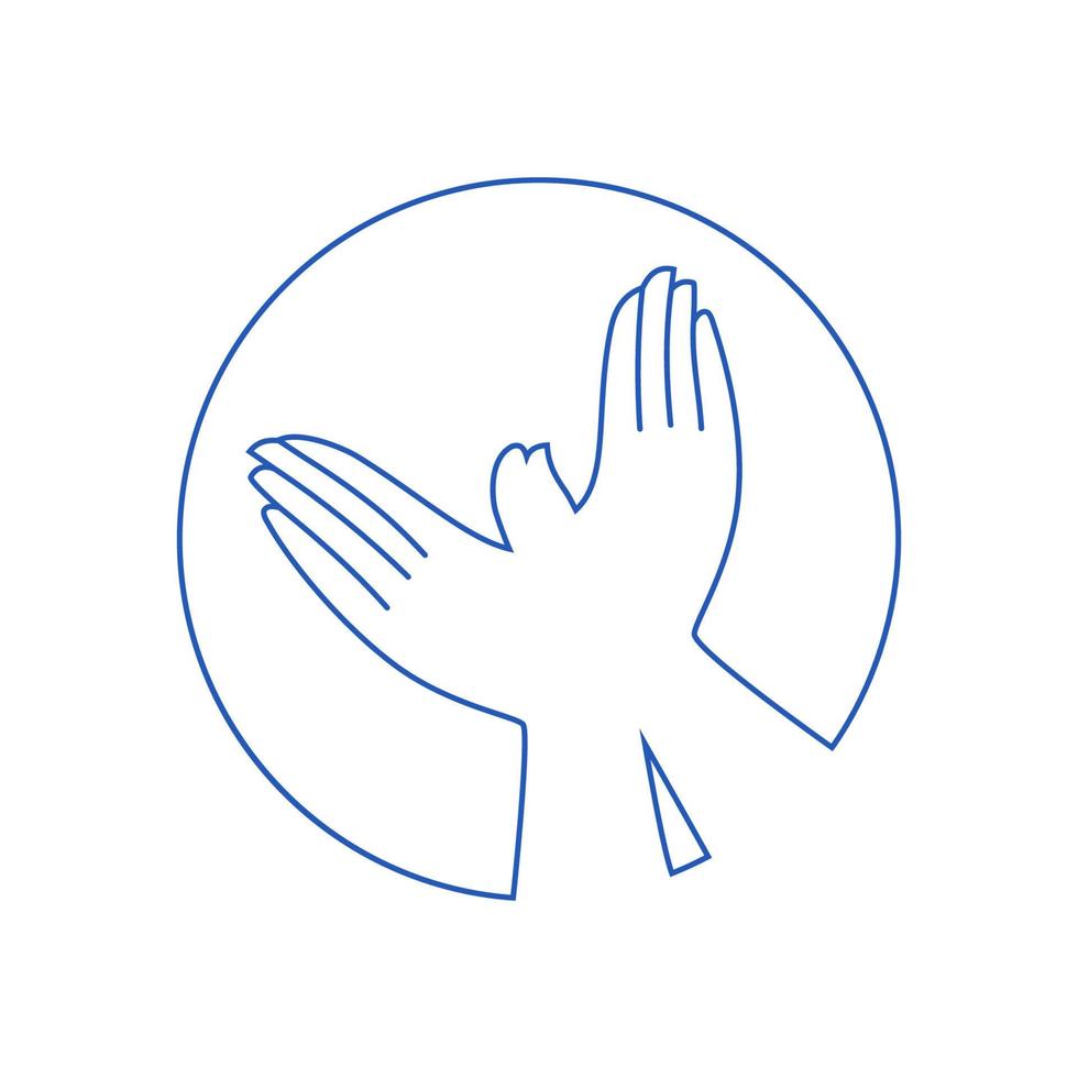 mani giunte a forma di uccello. gesto di pace, libertà, sostegno. illustrazione piatta vettoriale