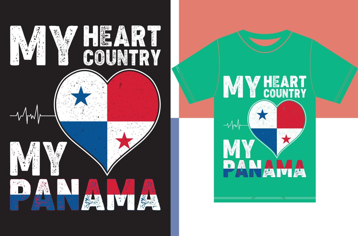 il mio cuore, il mio paese, il mio panama. tipografia disegno vettoriale