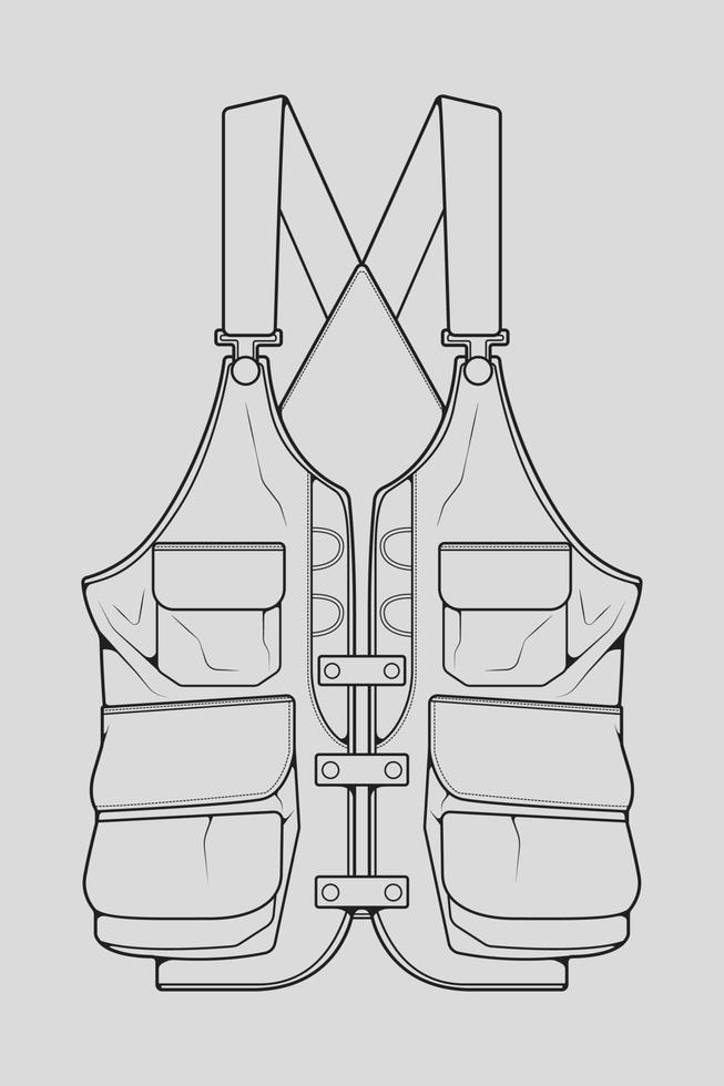 vettore di disegno del profilo della borsa della maglia del torace, borsa della maglia del torace in uno stile di schizzo, profilo del modello delle scarpe da ginnastica, illustrazione di vettore.