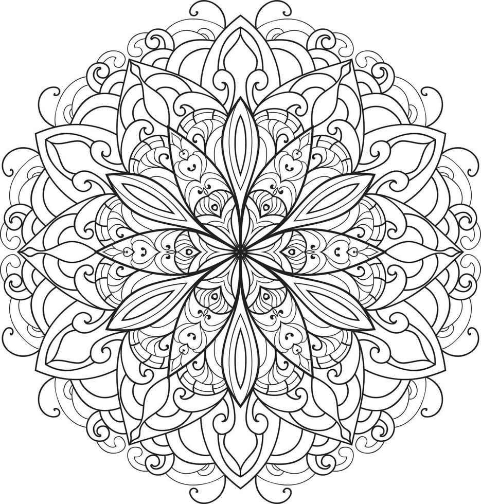 mandala del fiore nel vettore libero del fondo bianco e nero