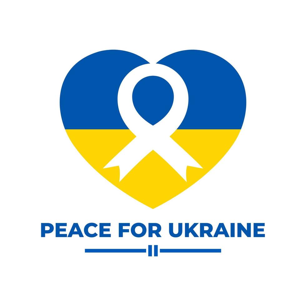 pace per l'ucraina con la bandiera dell'ucraina a forma di cuore. supportare il disegno vettoriale dell'Ucraina.