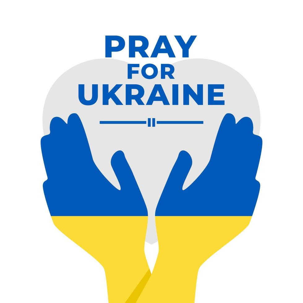prega per l'ucraina con la bandiera dell'ucraina e prega la mano. supportare il disegno vettoriale dell'Ucraina.