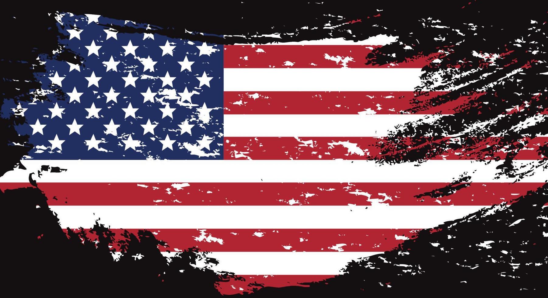 bandiera usa in stile grunge. pennellata usa flag.old sporca bandiera americana. simbolo americano. illustrazione raster vettore