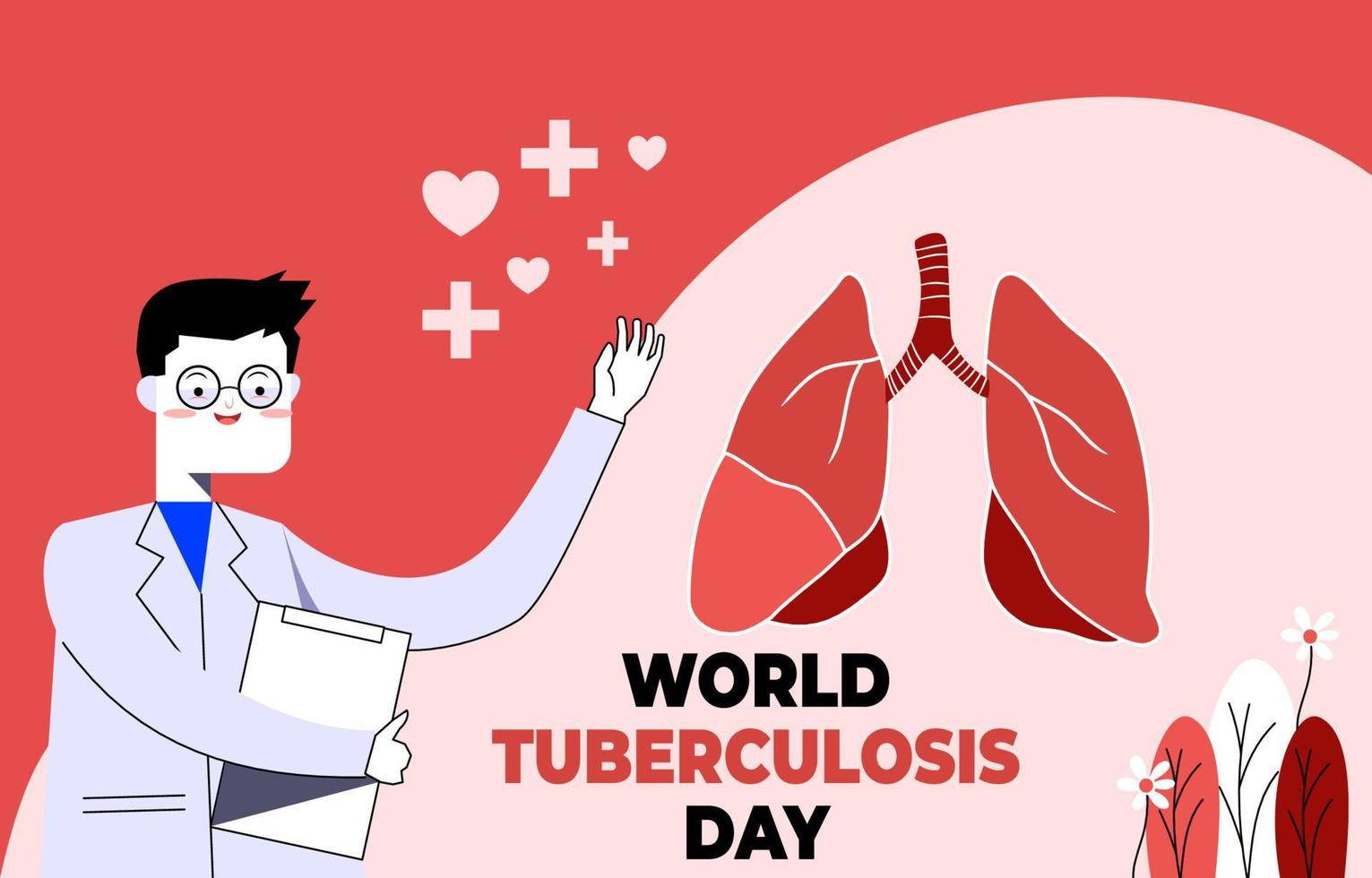 illustrazione piatta della giornata mondiale della tubercolosi vettore