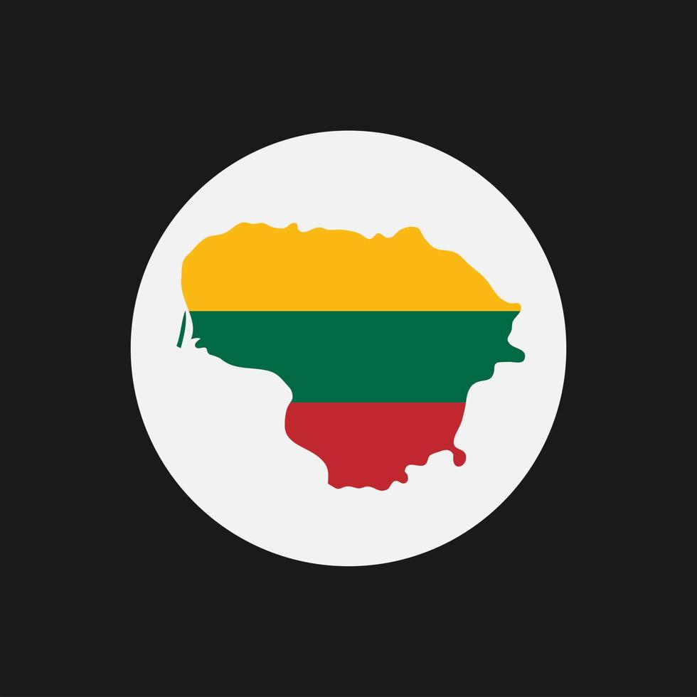 sagoma mappa lituania con bandiera su sfondo bianco vettore