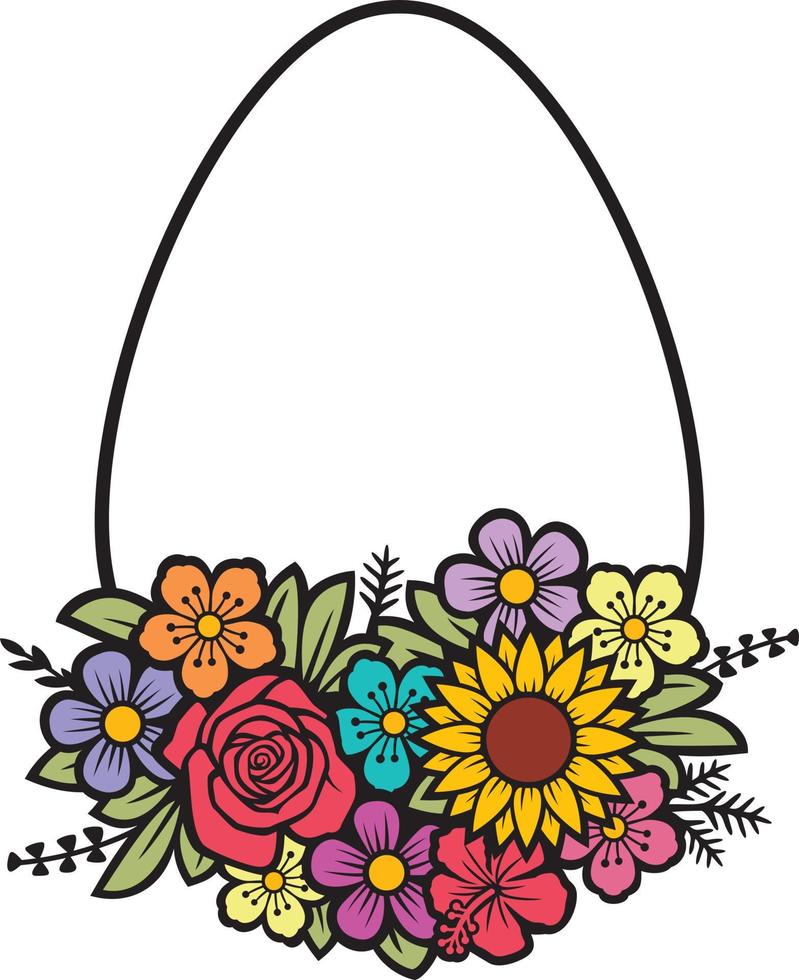 illustrazione floreale di vettore di colore dell'uovo