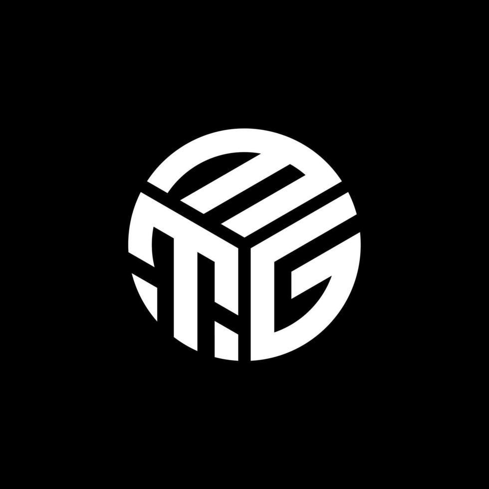 disegno del logo della lettera mtg su sfondo nero. concetto di logo della lettera di iniziali creative mtg. disegno della lettera mtg. vettore