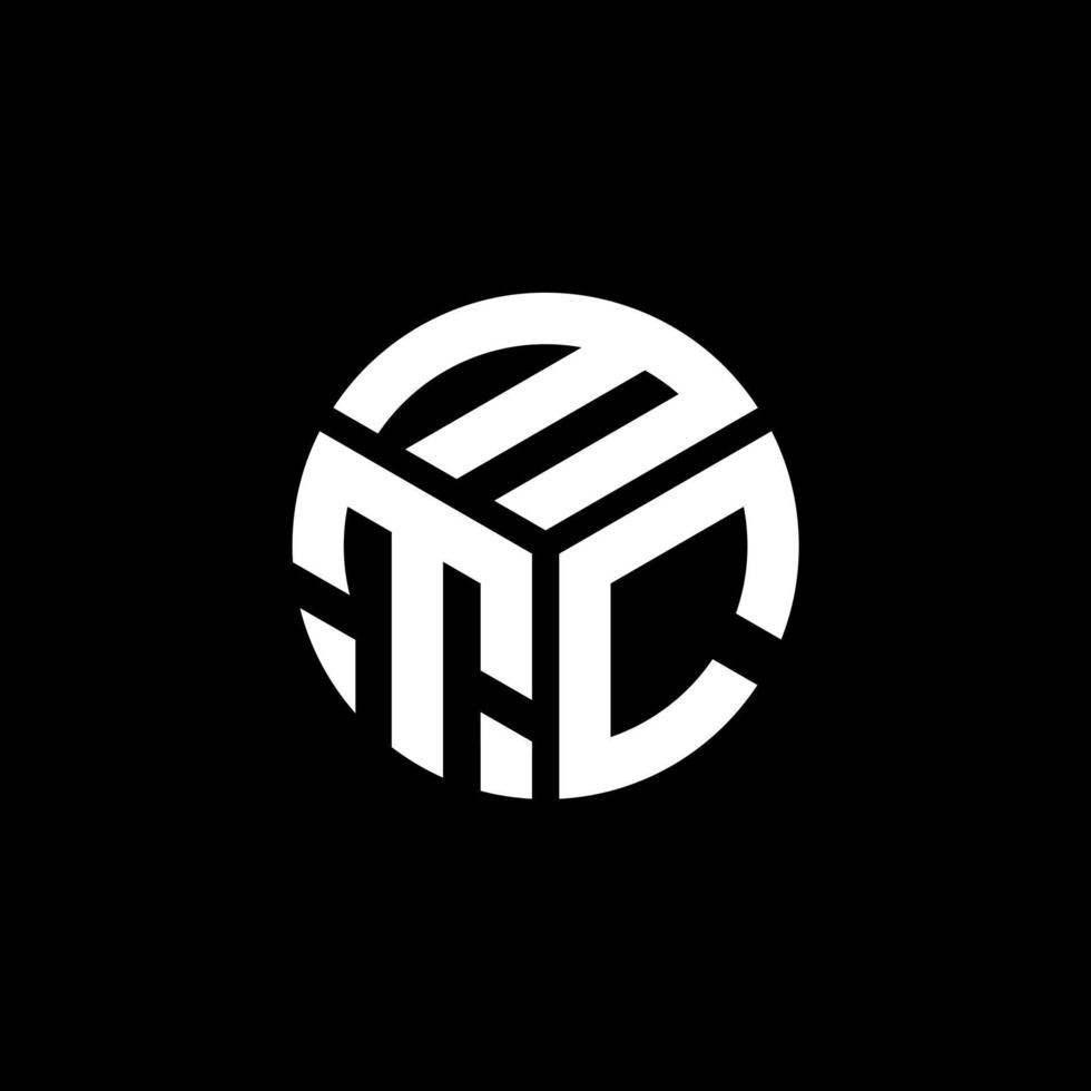 disegno del logo della lettera mtc su sfondo nero. concetto di logo della lettera di iniziali creative mtc. disegno della lettera mtc. vettore