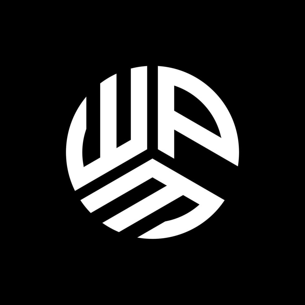 design del logo della lettera wpm su sfondo nero. wpm creative iniziali lettera logo concept. disegno della lettera wpm. vettore