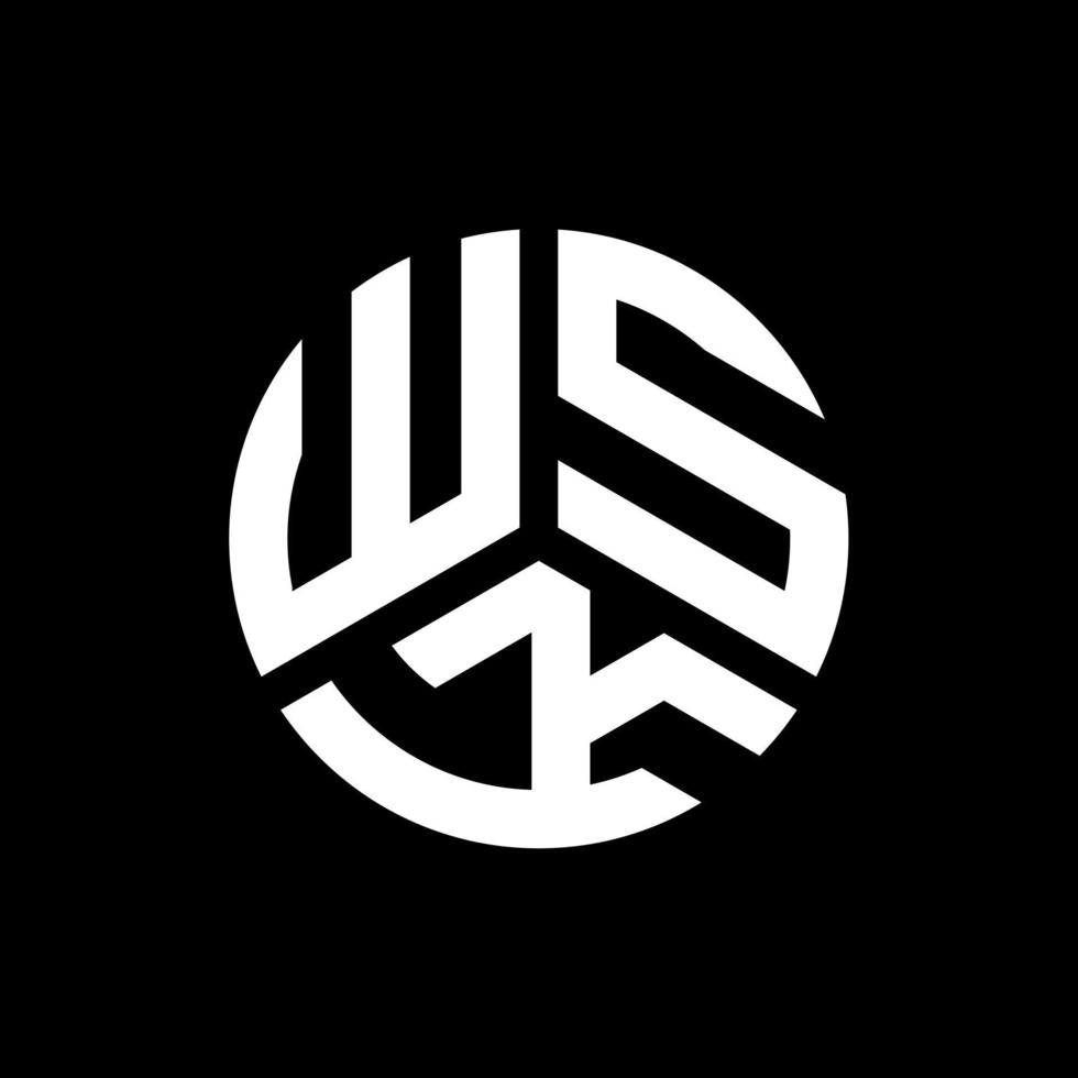 wsk lettera logo design su sfondo nero. wsk creative iniziali lettera logo concept. disegno della lettera wsk. vettore