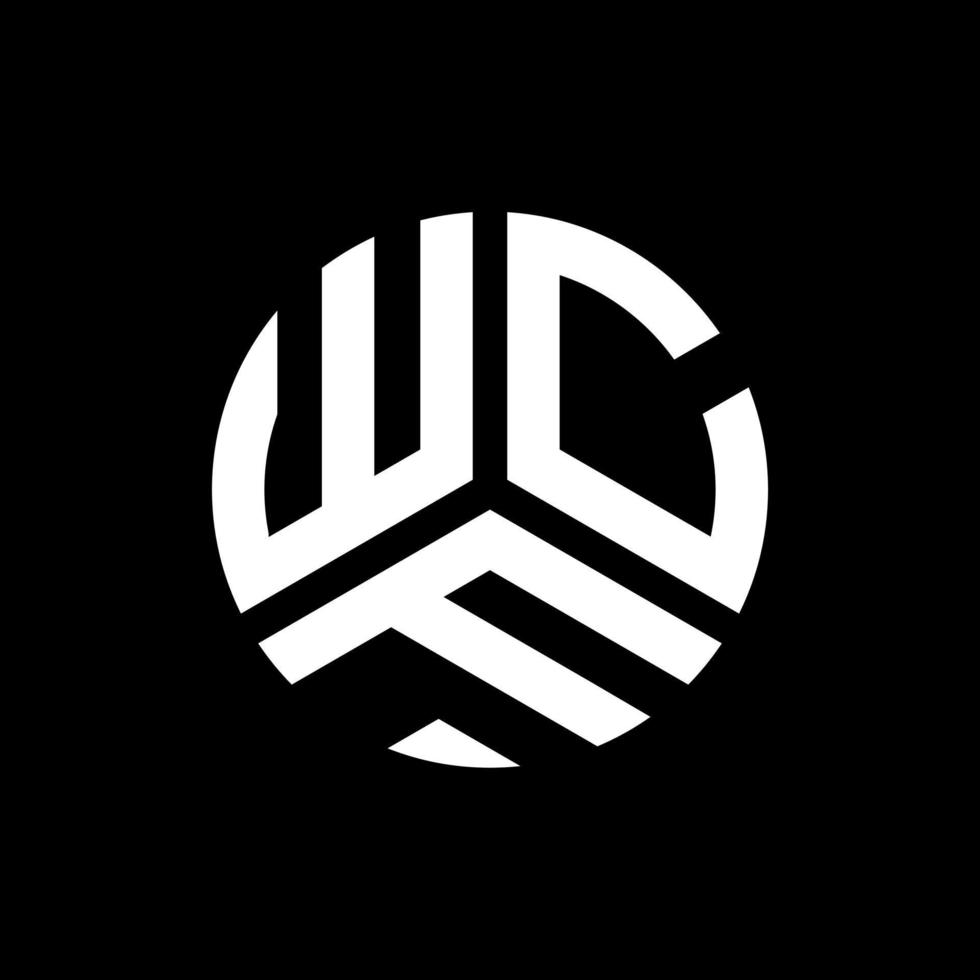 wcf creative iniziali lettera logo concept. wcf lettera design.wcf lettera logo design su sfondo nero. wcf creative iniziali lettera logo concept. disegno della lettera wcf. vettore