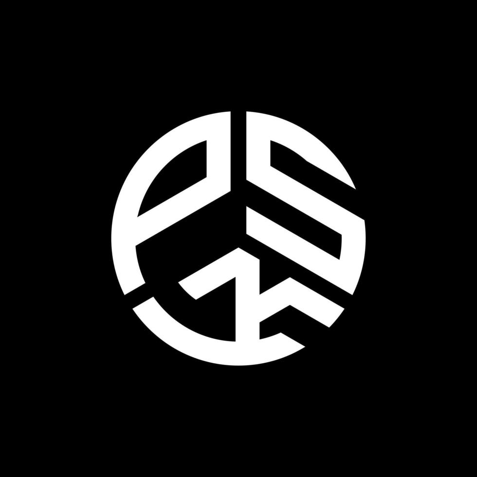 disegno del logo della lettera psk su sfondo nero. concetto di logo della lettera di iniziali creative psk. disegno della lettera psk. vettore