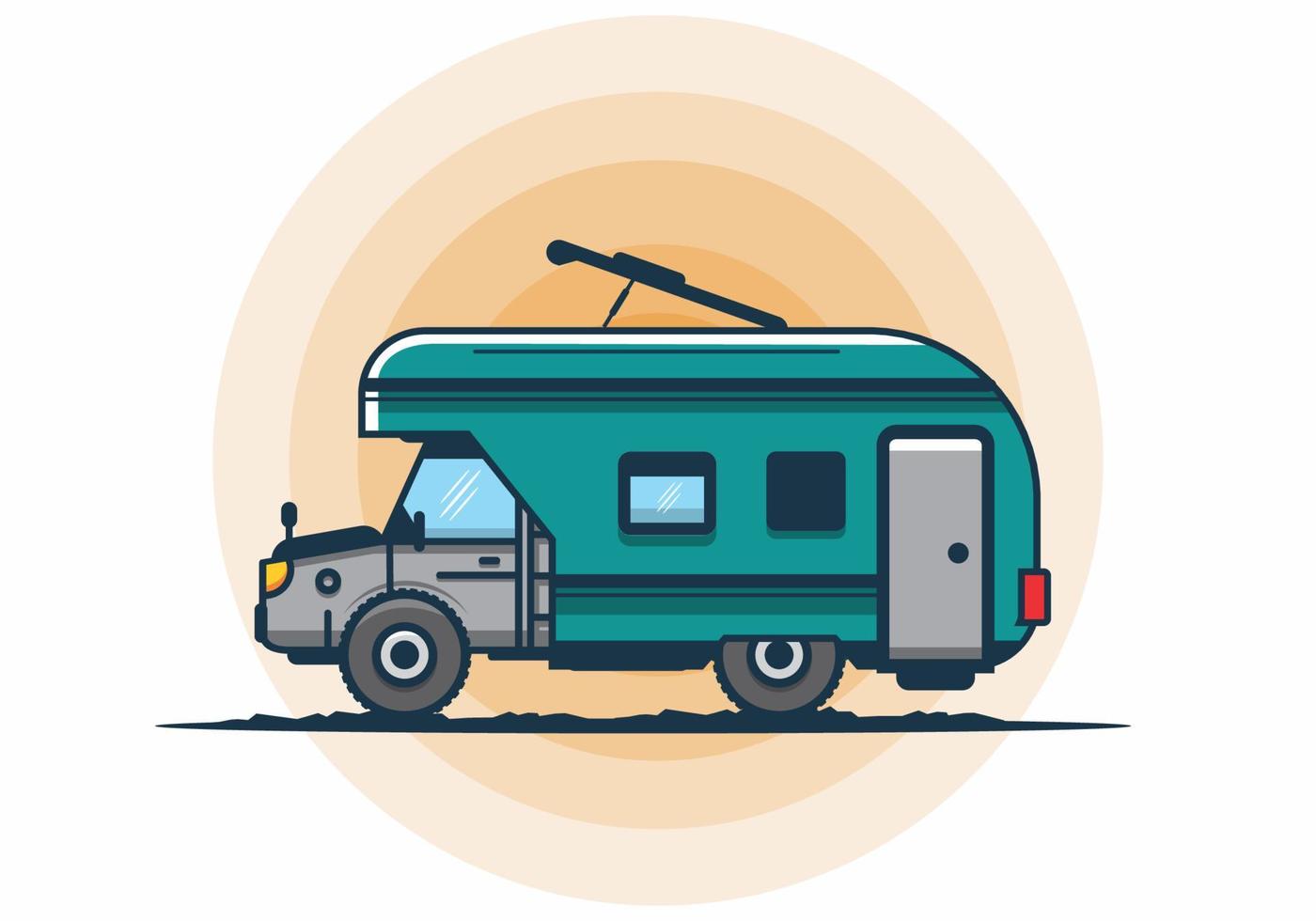 illustrazione piana del camion camper colorato vettore