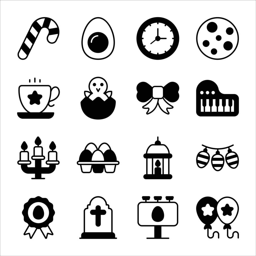 semplice set di icone vettoriali del giorno di pasqua