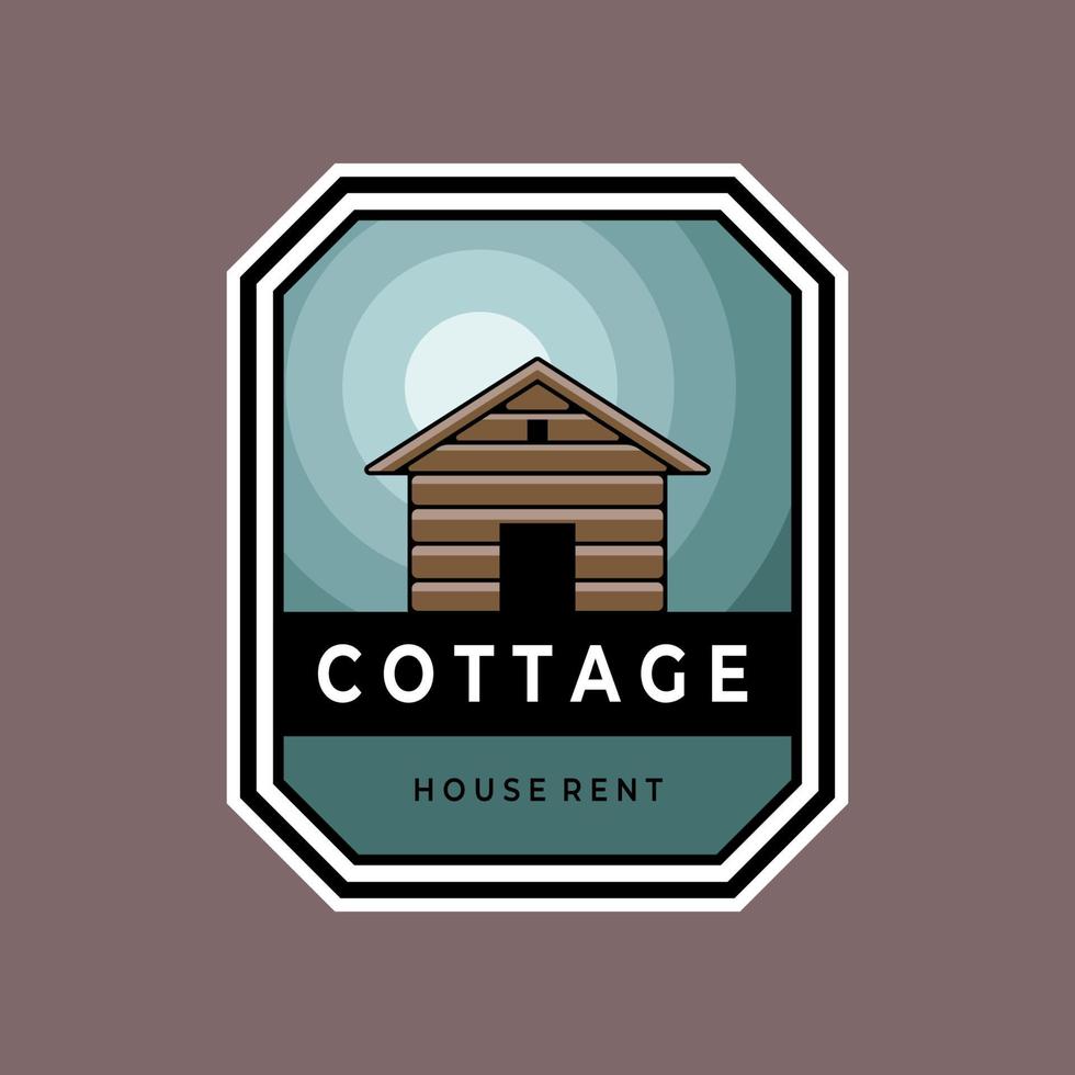 illustrazione vettoriale del logo dell'emblema della cabina del cottage moderno vintage