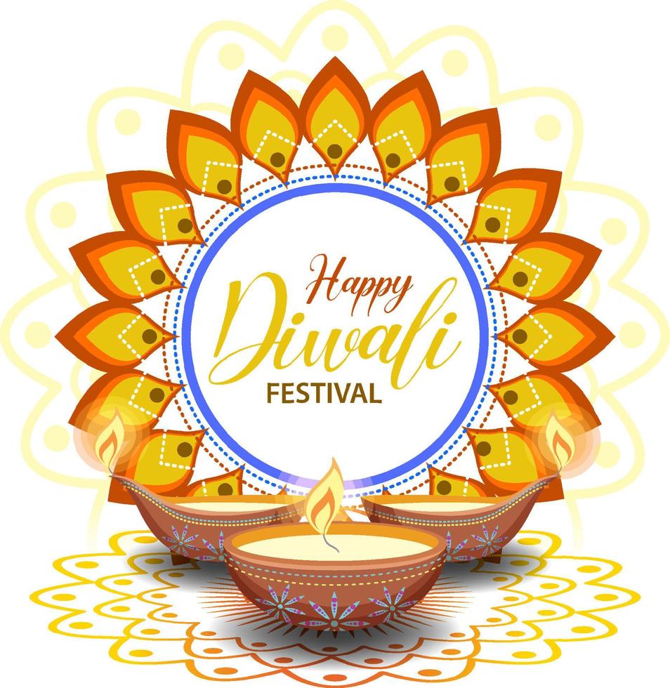 banner felice del festival indiano di diwali vettore