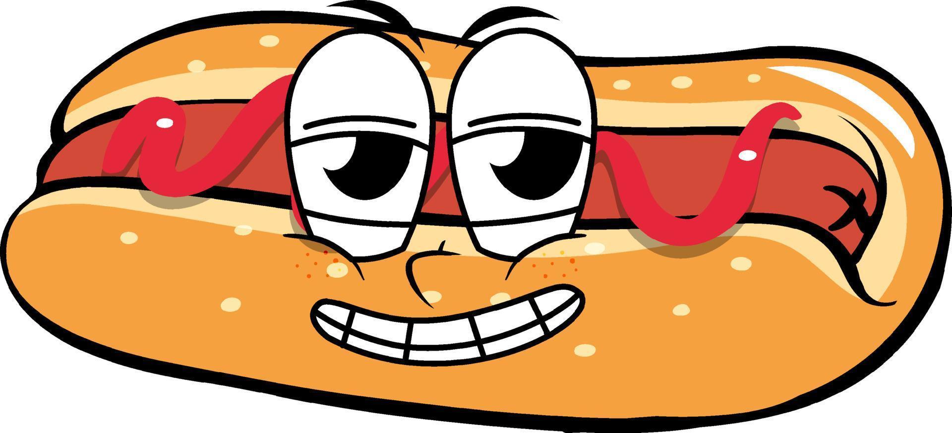 hot dog con la faccia buffa vettore