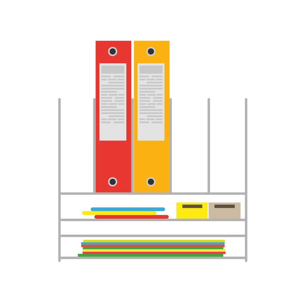 raccoglitore dell'organizzatore del documento dell'icona di vettore del file di carta della scrivania della cartella dell'ufficio. file di archiviazione di illustrazioni aziendali isolati