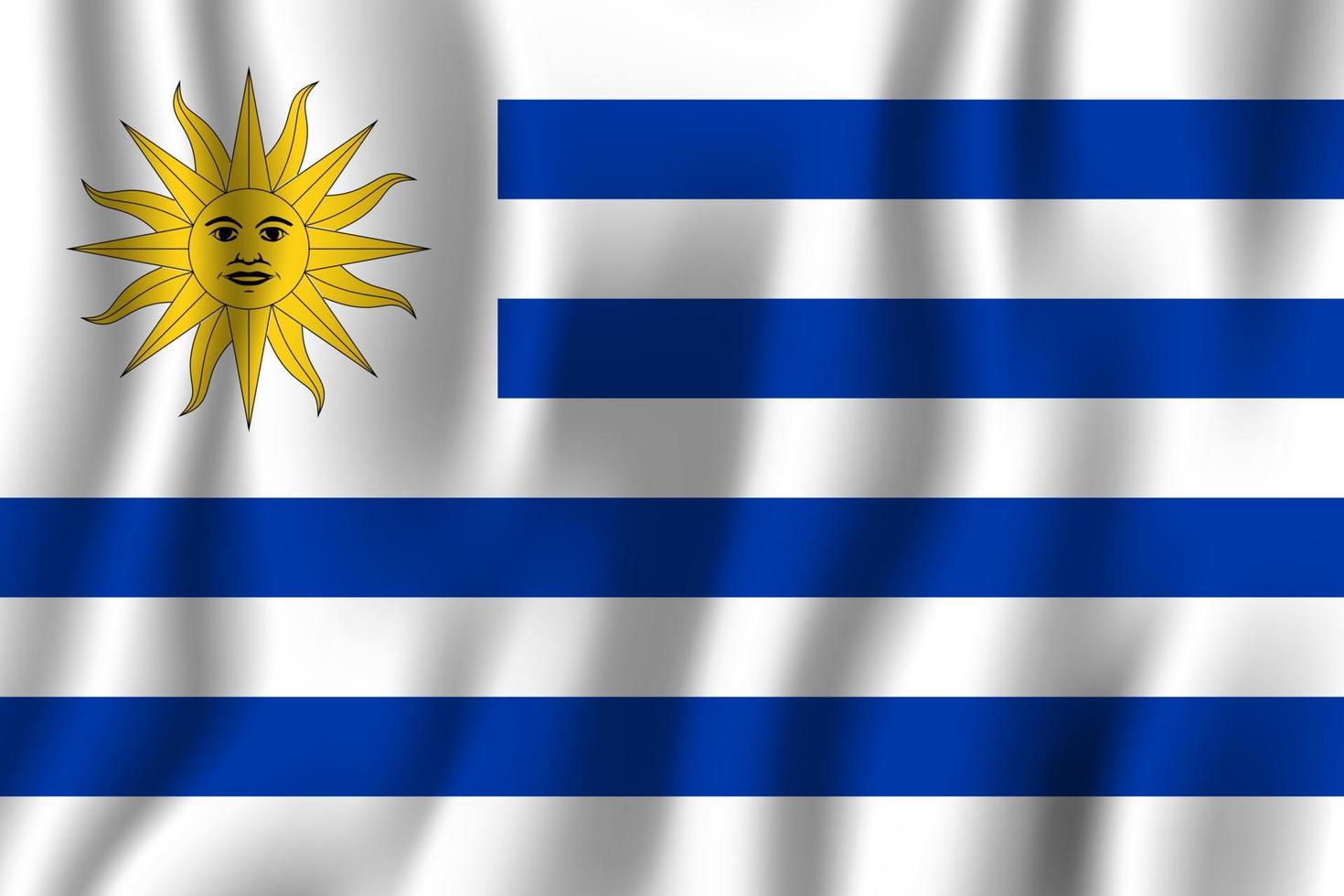 illustrazione vettoriale di bandiera sventolante realistica dell'uruguay. simbolo di sfondo del paese nazionale. Giorno dell'Indipendenza