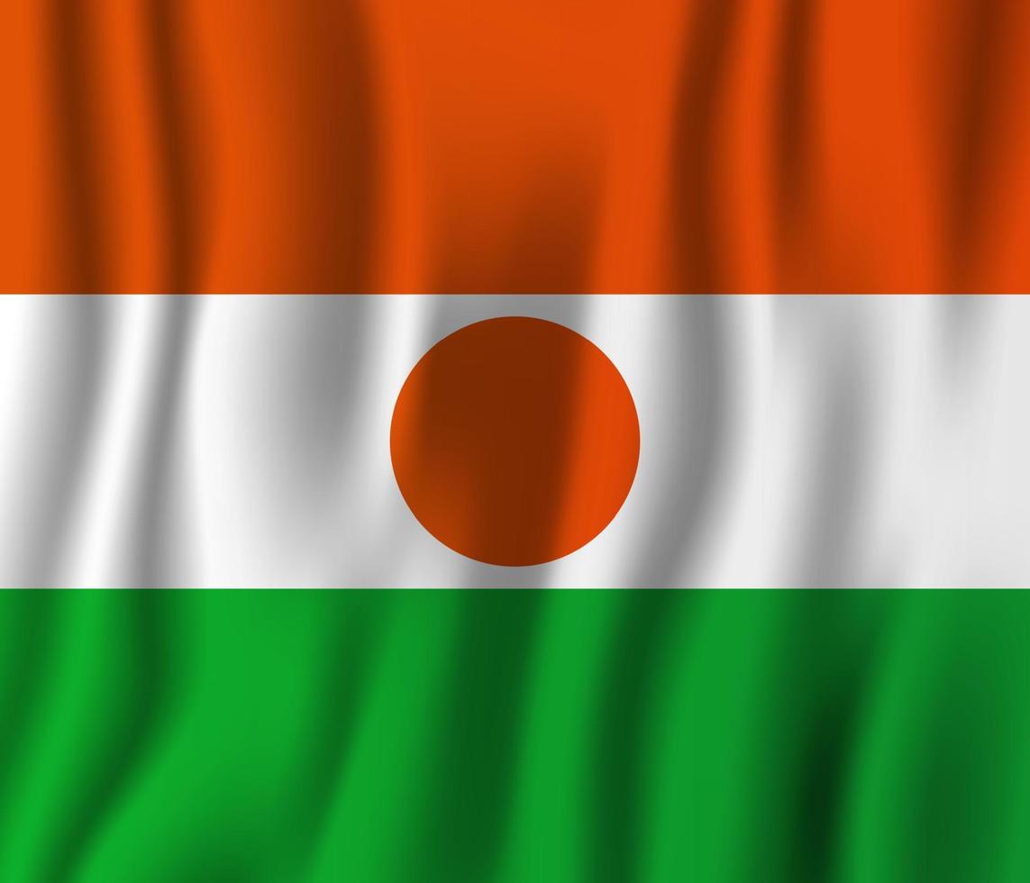 illustrazione vettoriale di bandiera sventolante realistica del niger. simbolo di sfondo del paese nazionale. Giorno dell'Indipendenza