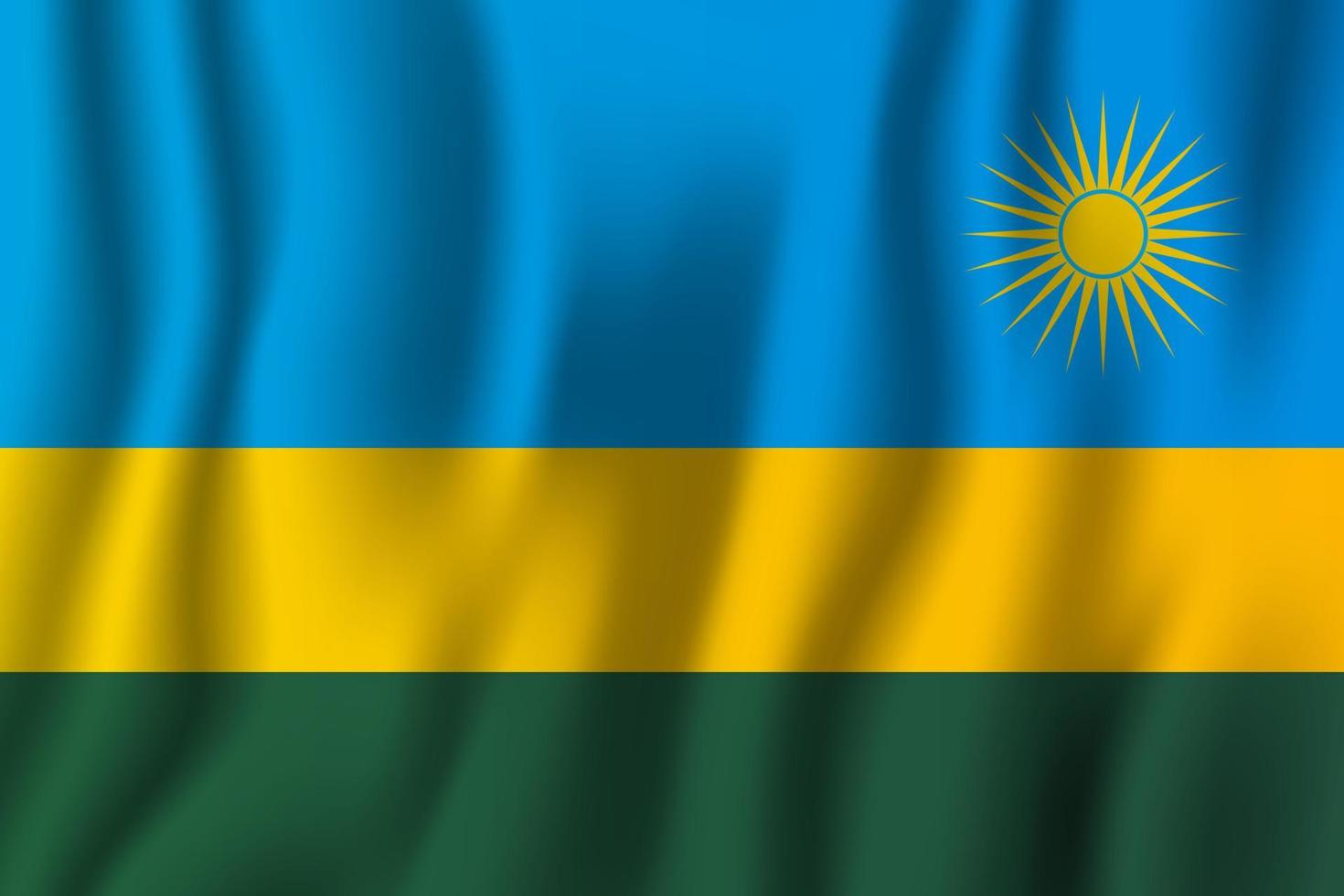 illustrazione realistica di vettore della bandiera sventolante del ruanda. simbolo di sfondo del paese nazionale. Giorno dell'Indipendenza