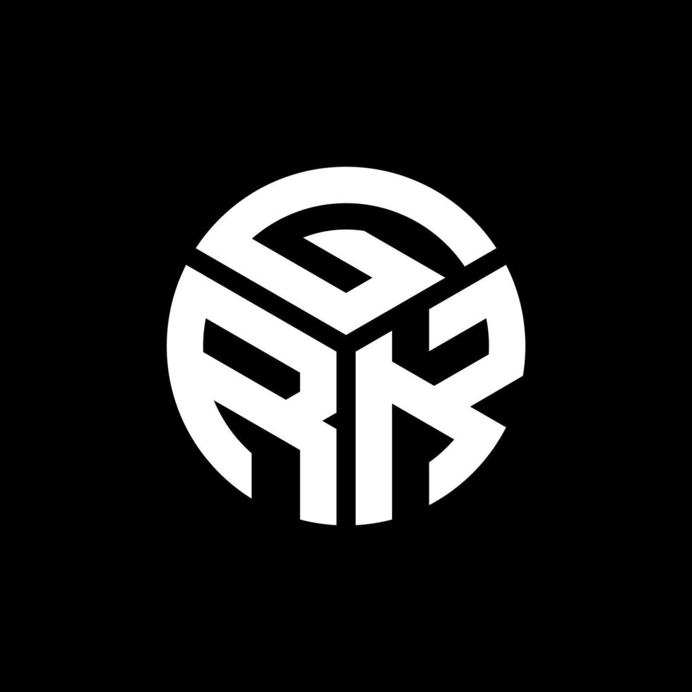 design del logo della lettera grk su sfondo nero. concetto di logo della lettera di iniziali creative di grk. disegno della lettera grk. vettore