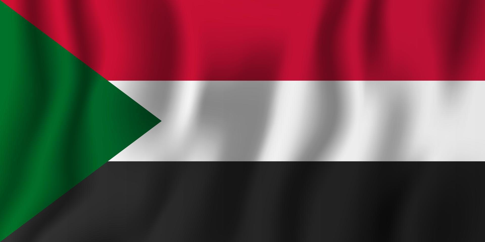 illustrazione vettoriale di bandiera sventolante realistica del sudan. simbolo di sfondo del paese nazionale. Giorno dell'Indipendenza