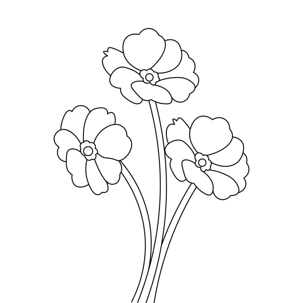 illustrazione vettoriale di fiori da colorare per libro per bambini