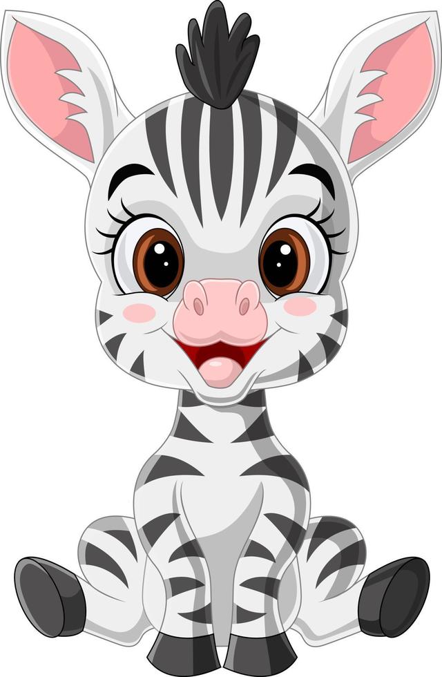 cartone animato carino bambino zebra seduto vettore