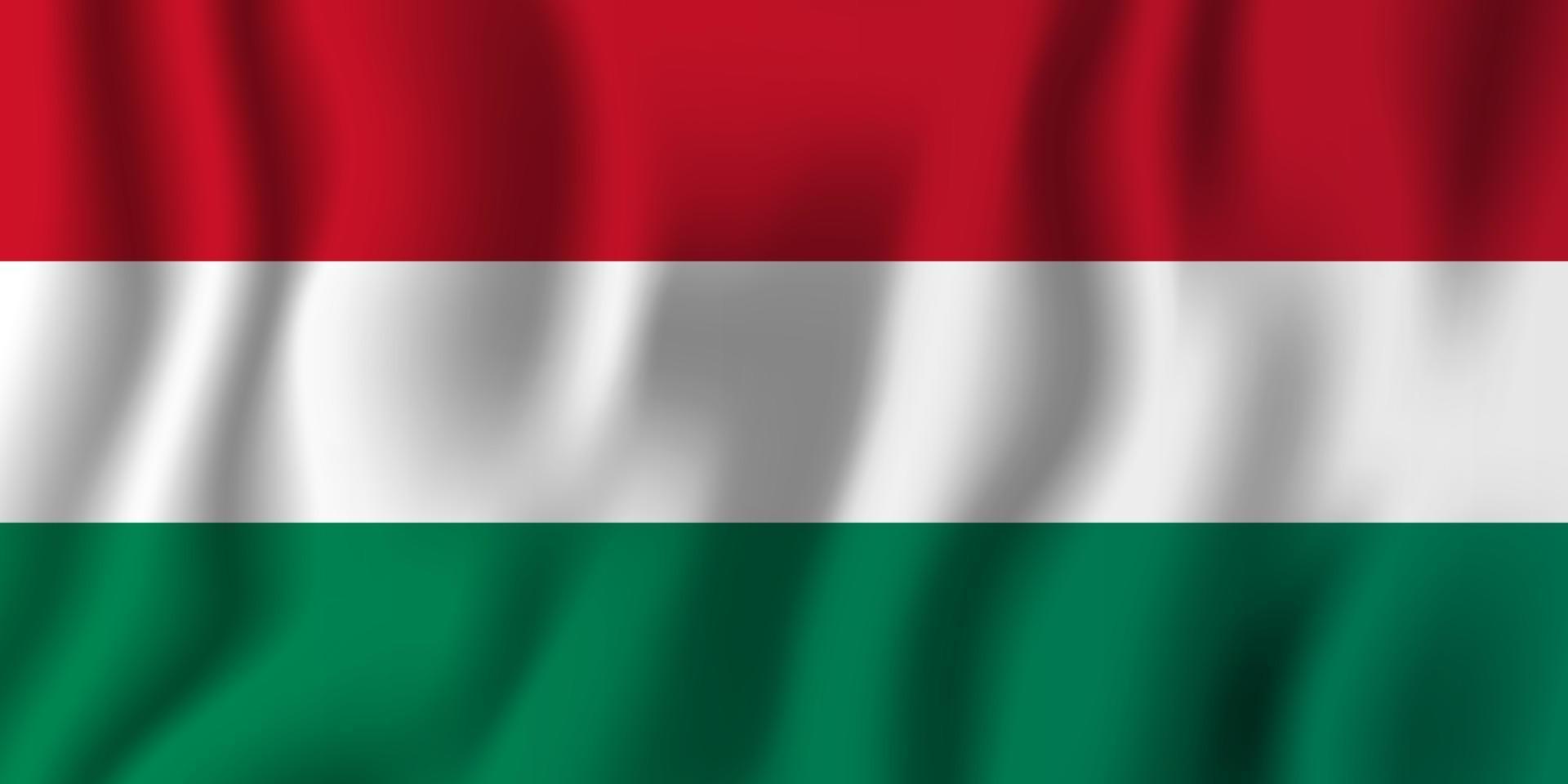 illustrazione vettoriale bandiera sventolante realistica dell'ungheria. simbolo di sfondo del paese nazionale. Giorno dell'Indipendenza
