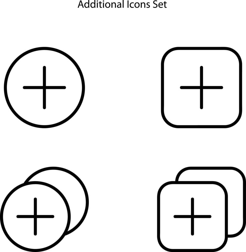 icone aggiuntive impostate isolate su sfondo bianco dalla raccolta di attività di marketing. icona linea sottile contorno lineare simbolo aggiuntivo per logo, web, app, ui. icona aggiuntiva semplice segno. vettore