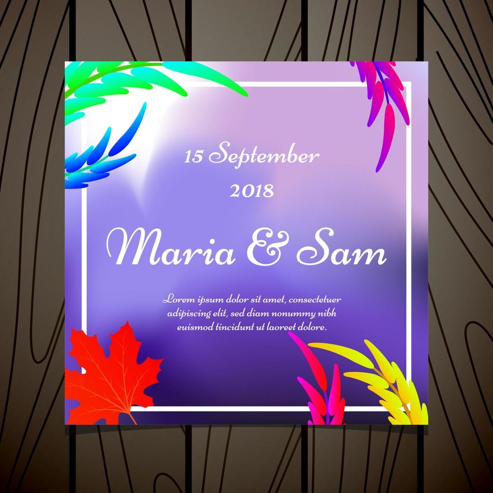 modello di carta floreale invito a nozze con foglie di acquerello design illustrazione vettoriale
