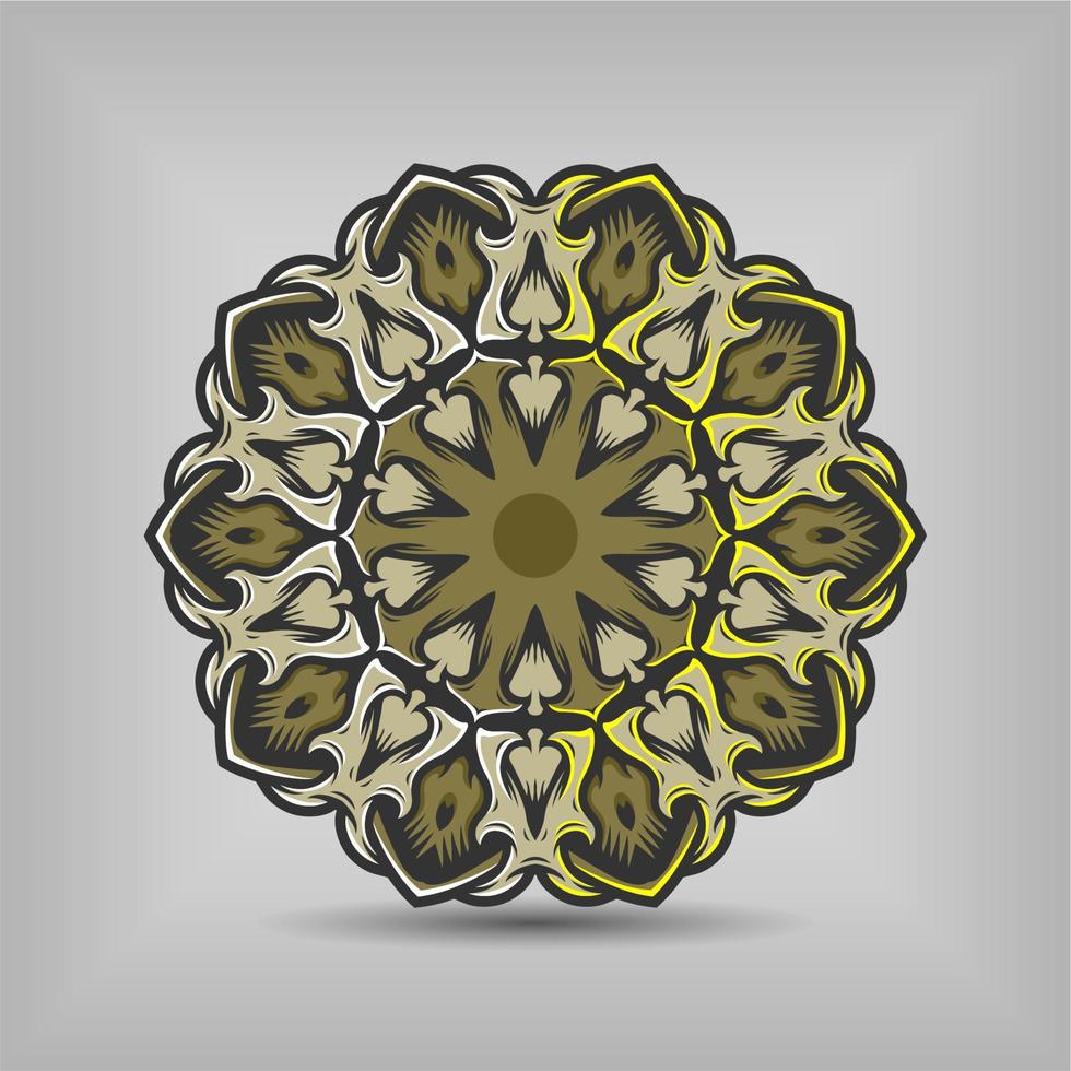 design vettoriale di arte mandala premium con un bel mix di colori vettoriali gratis