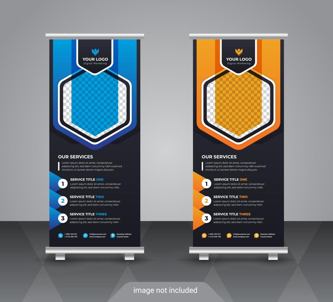 modello di progettazione banner roll up business moderno vettore