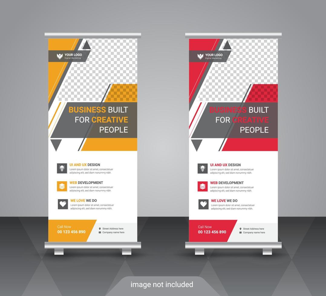 design professionale del modello di banner per stand roll up vettore