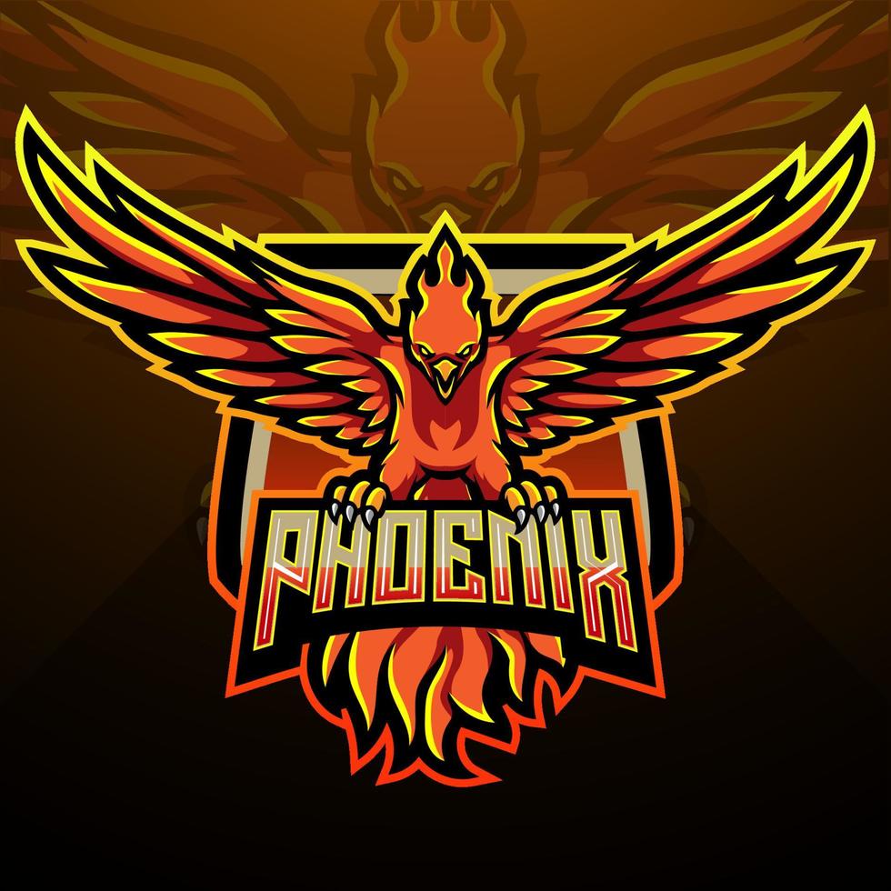 phoenix esport logo mascotte design vettore