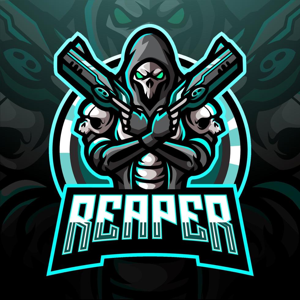 reaper shooter esport logo mascotte design vettore