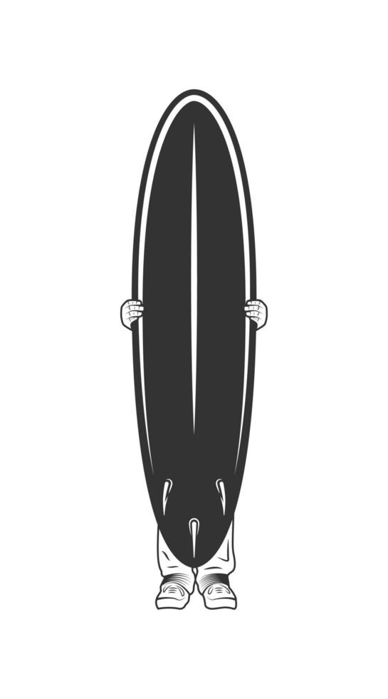silhouette di tavola da surf isolata su sfondo bianco vettore
