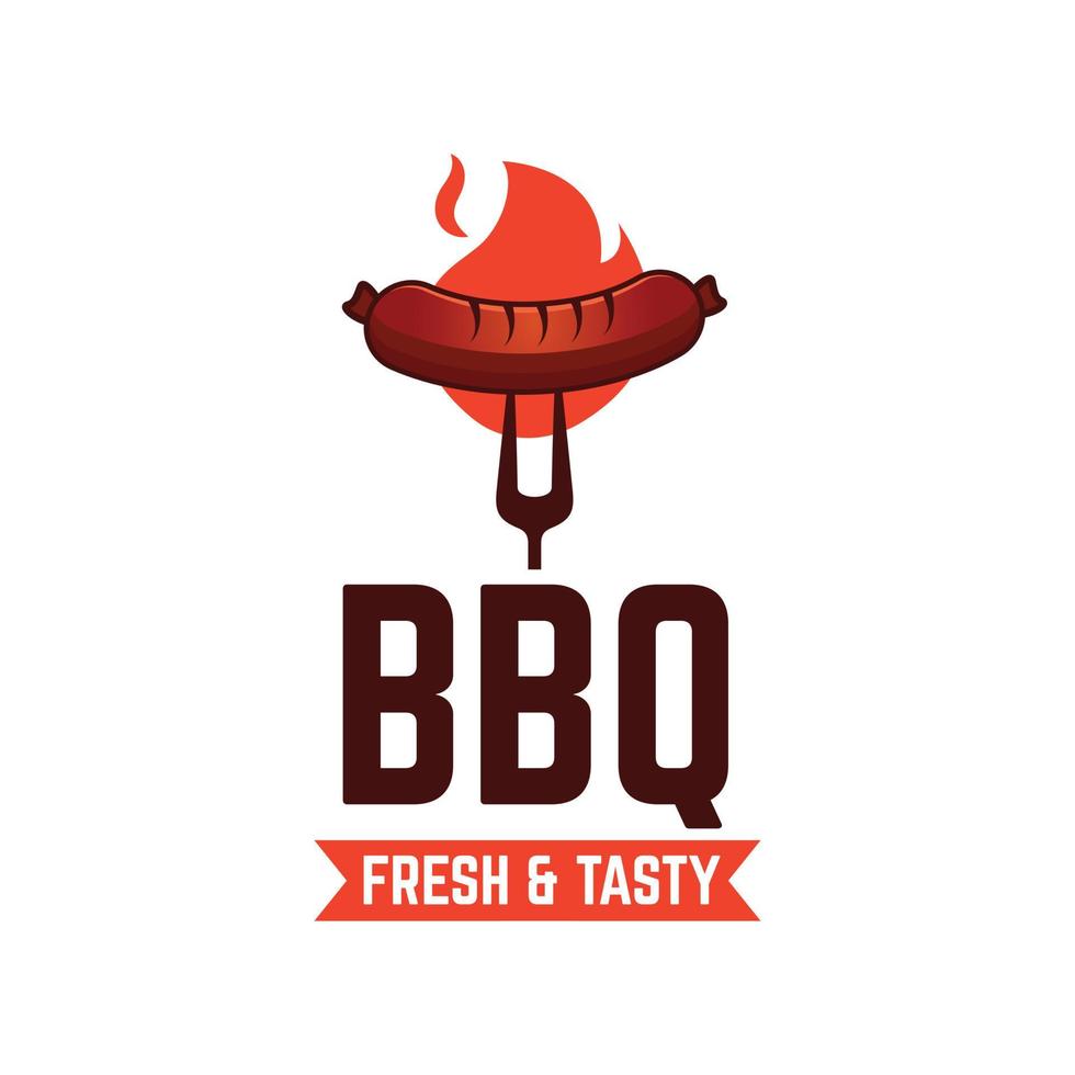 illustrazione vettoriale del logo del barbecue della salsiccia