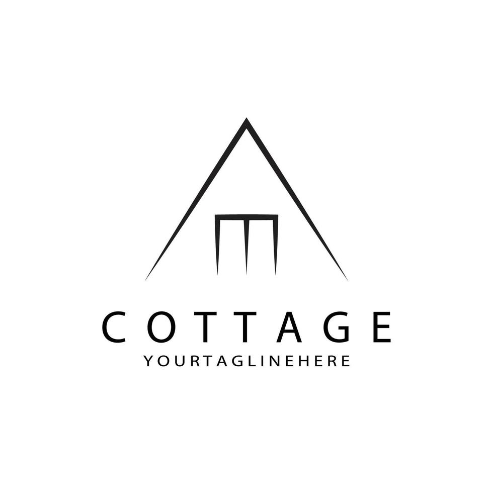 Cabina d'arte minimalista con logo cottage vettore