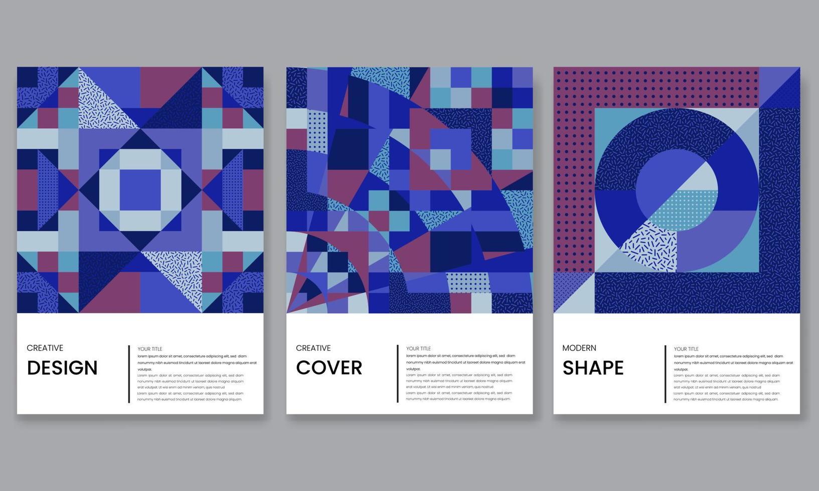 set di copertine astratte geometriche moderne. composizione di forme geometriche fresche e alla moda, design di copertine vettoriali. applicabile per poster, catalogo, sfondo, opuscolo, design di riviste ecc. vettore