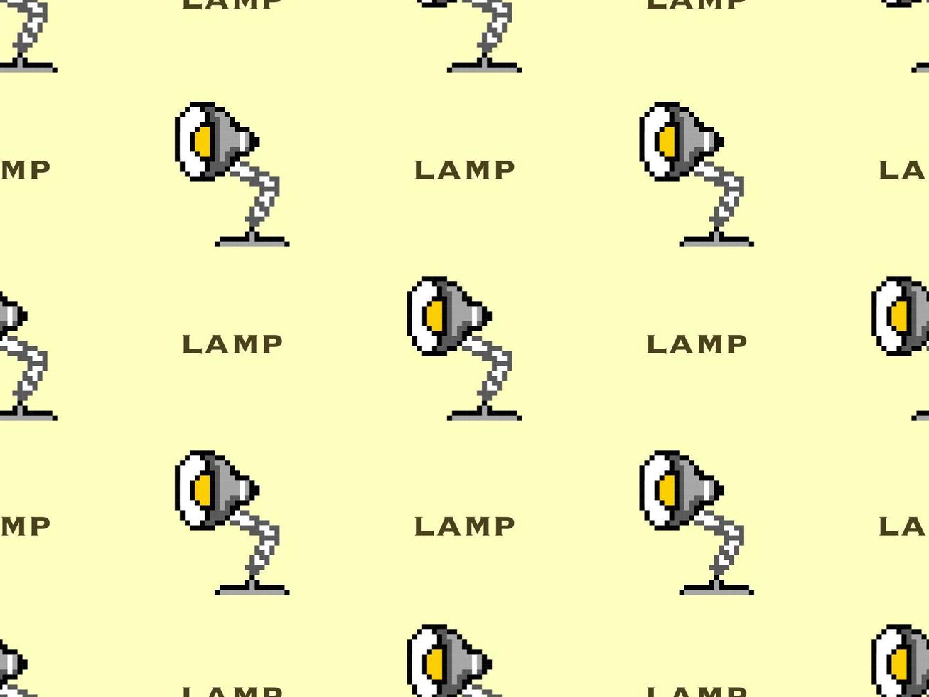 modello senza cuciture del personaggio dei cartoni animati della lampada su stile background.pixel giallo vettore