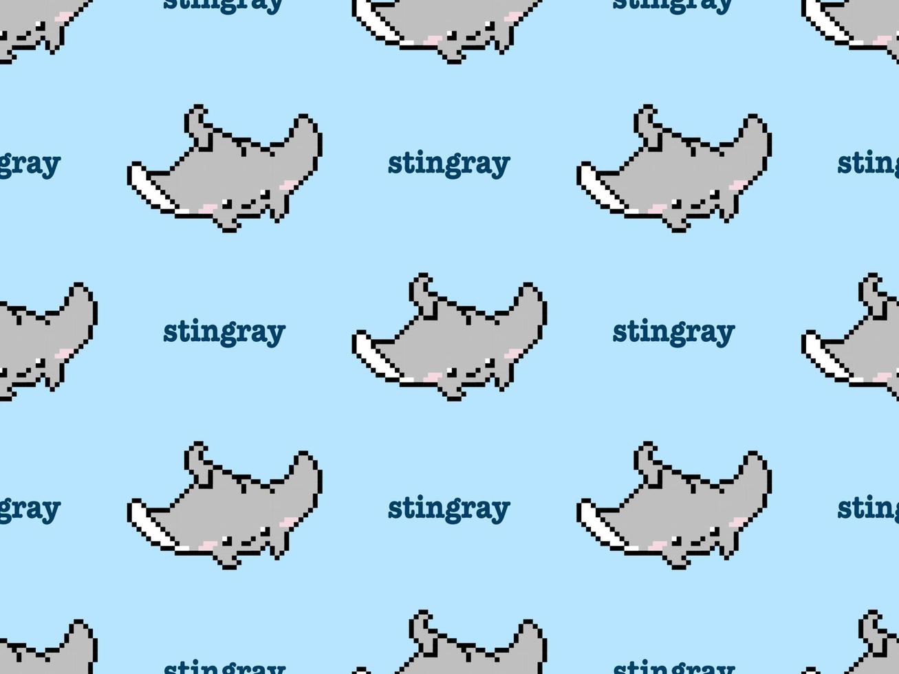 modello senza cuciture del personaggio dei cartoni animati di stingray su stile background.pixel blu vettore