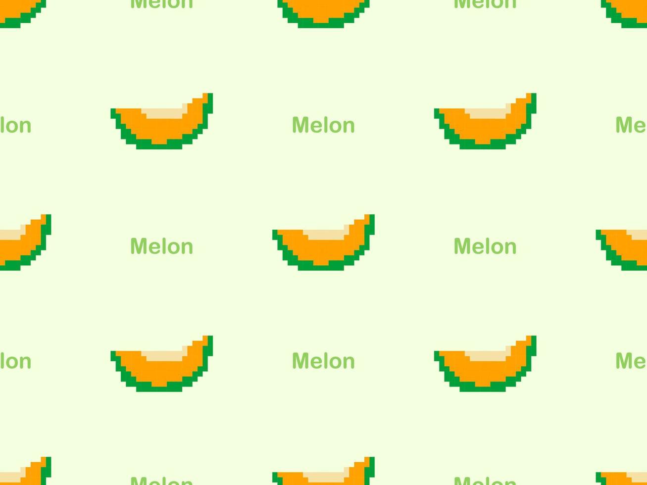 modello senza cuciture del personaggio dei cartoni animati del melone su stile background.pixel verde vettore